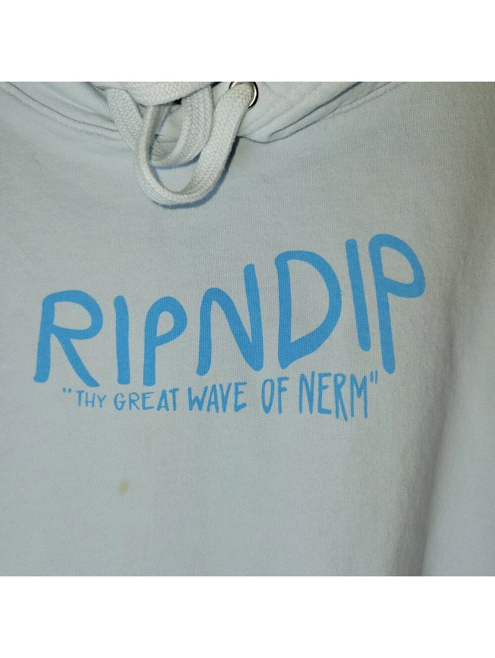 RIPNDIP Lord Nermal Thy Great Wave Hoodie Men's Large Blue Cat Surf